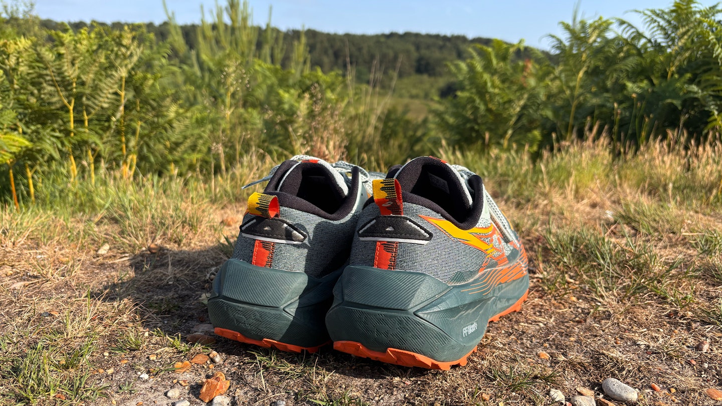 Heels of Trabuco max 4 trail running shoes shot by milo wilson for review