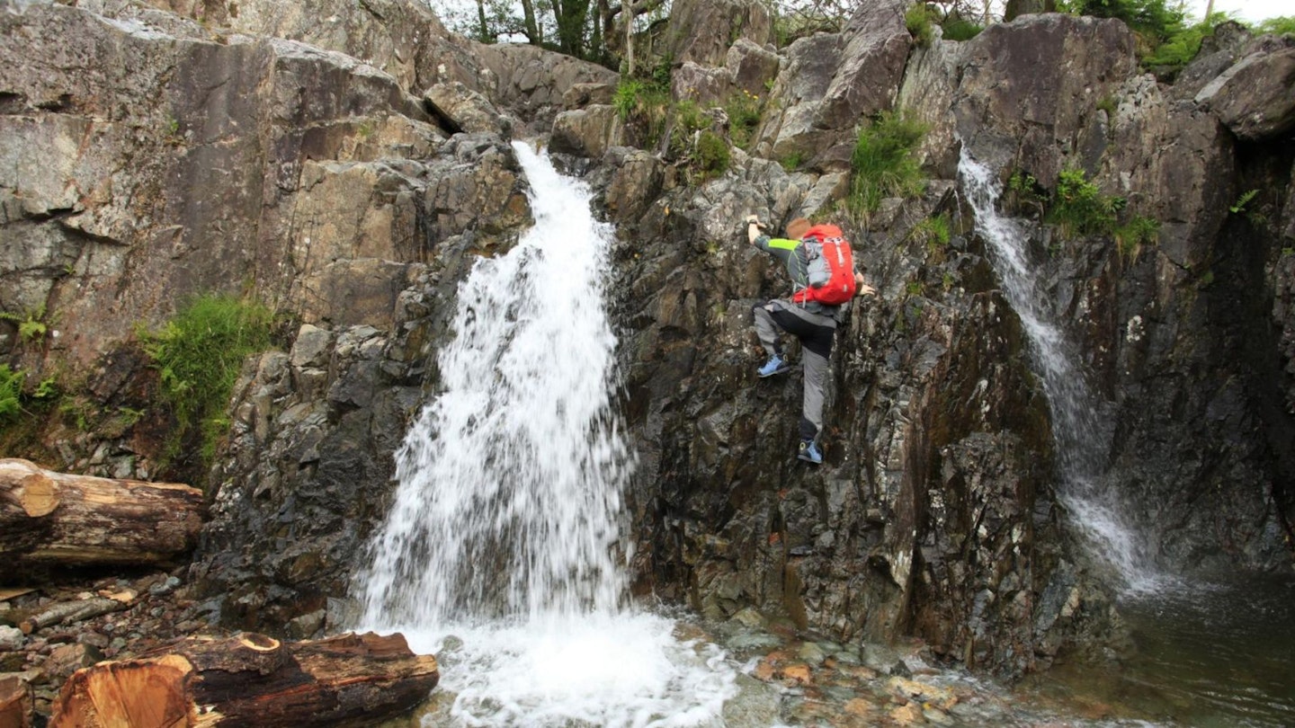 Waterfall on Stickle Ghyll Scramble Langdale Lake District