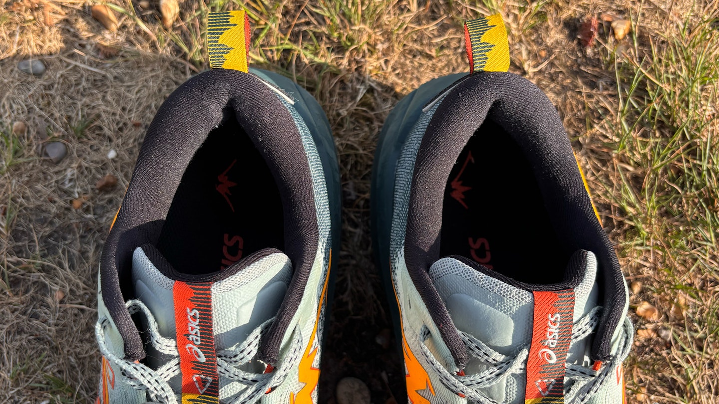 cuffs of Trabuco max 4 trail running shoes shot by milo wilson for review