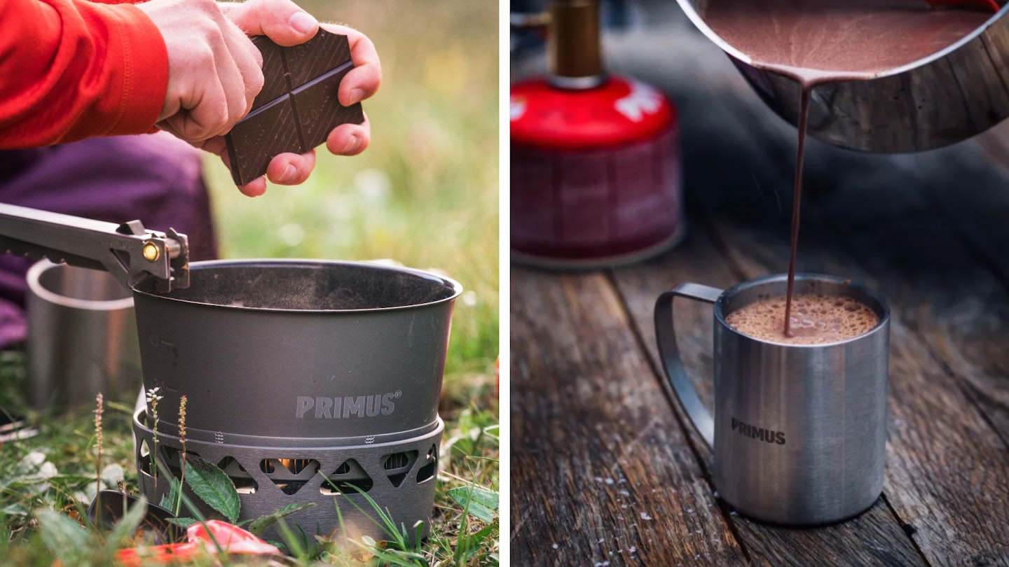 Making drinking chocolate on camp