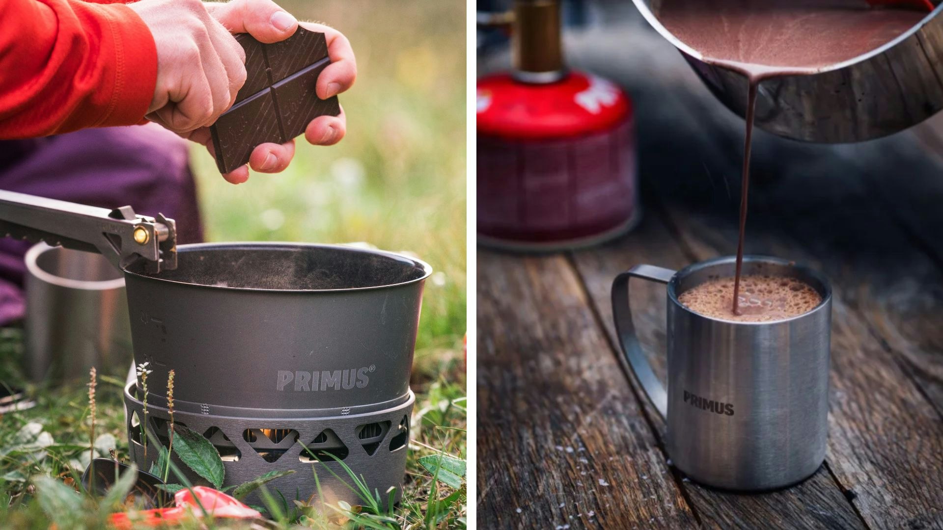 Making drinking chocolate on camp
