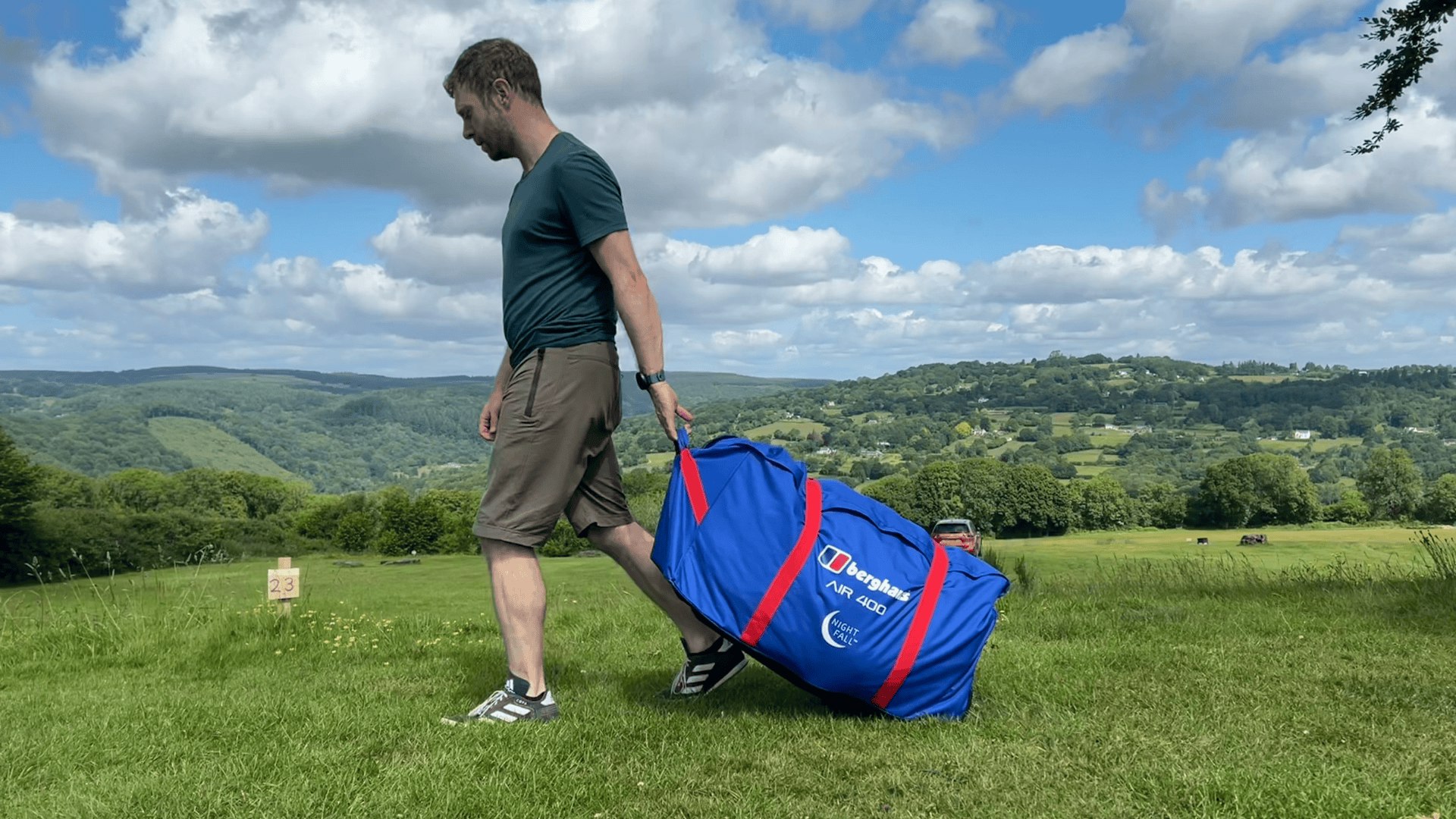 Berghaus Air 400 Nightfall tent being transported