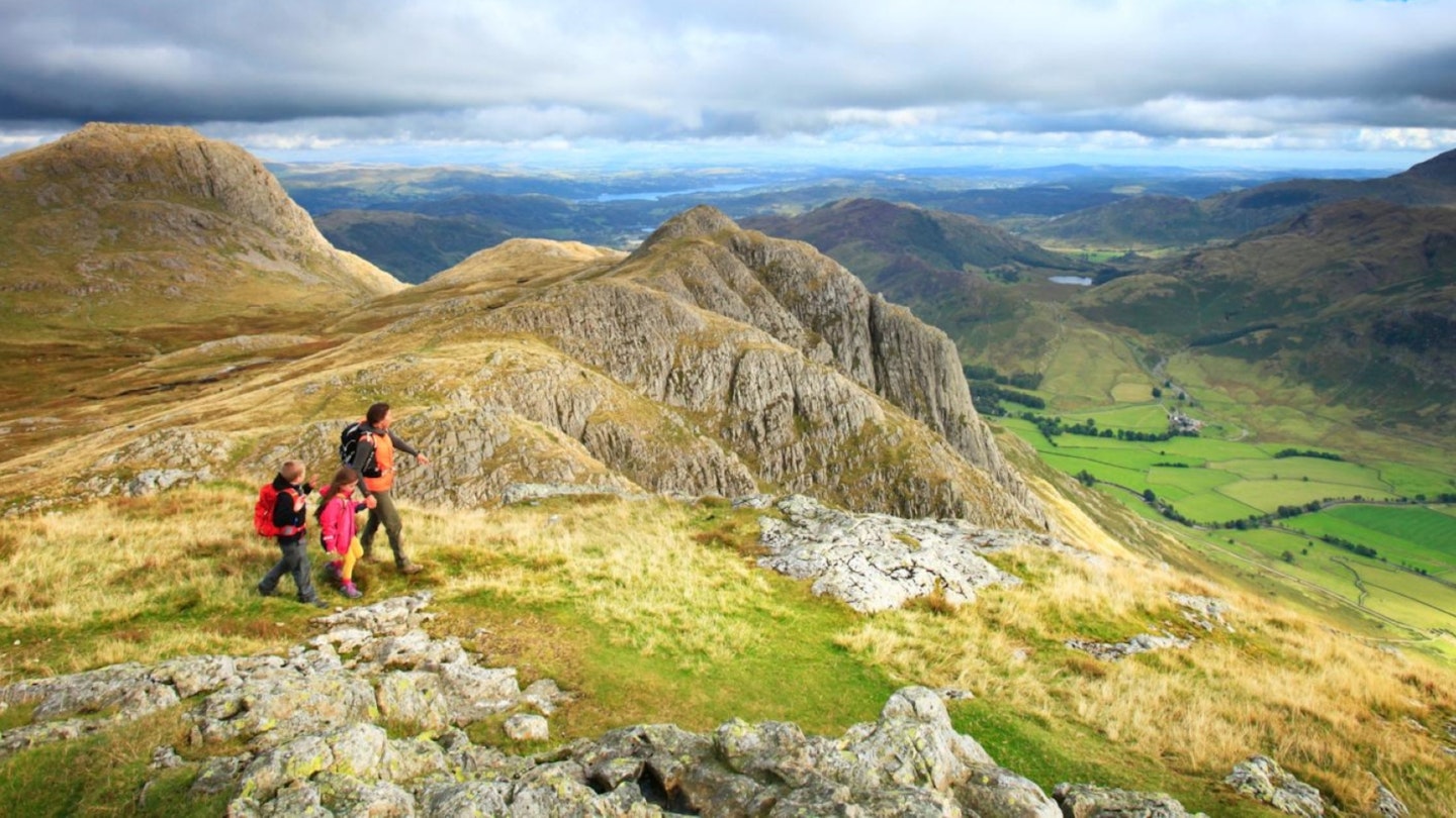 Summit Pike of Stickle looking down into the Langdale Valley Lake District