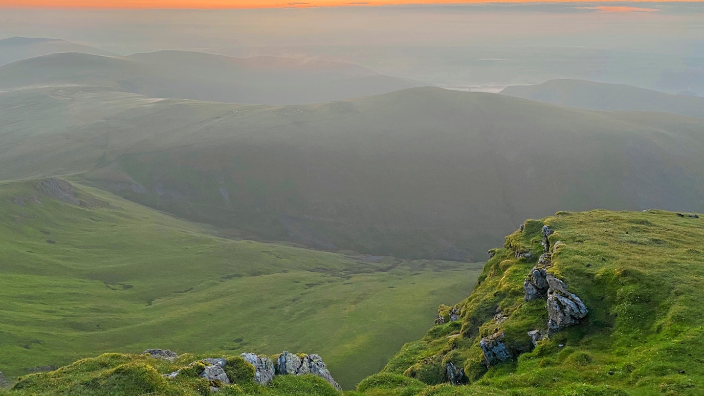 The sun setting on Blencathra