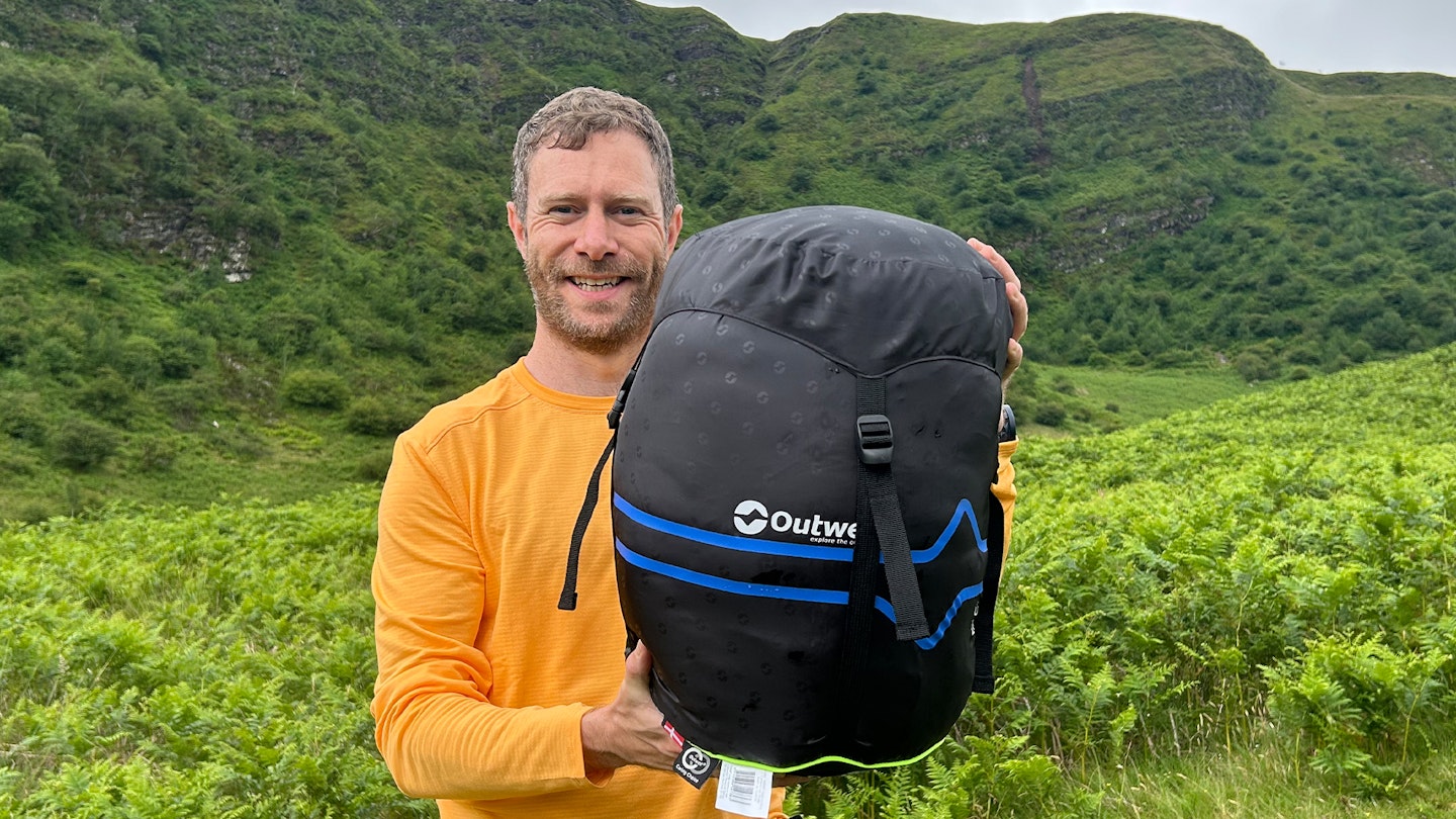 Foxfield holding the Outwell Campion Lux double sleeping bag