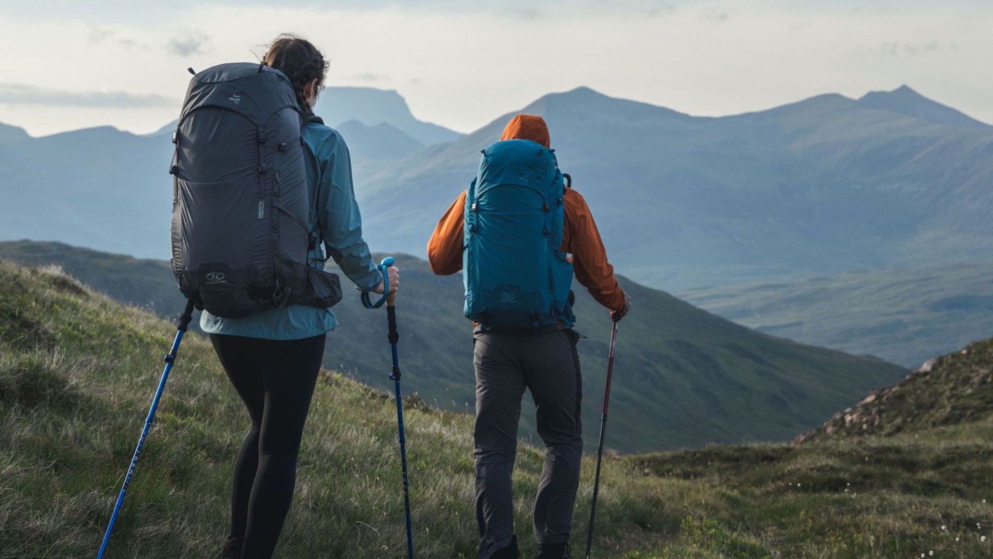 Highlander rucksacks and poles used in the mountains