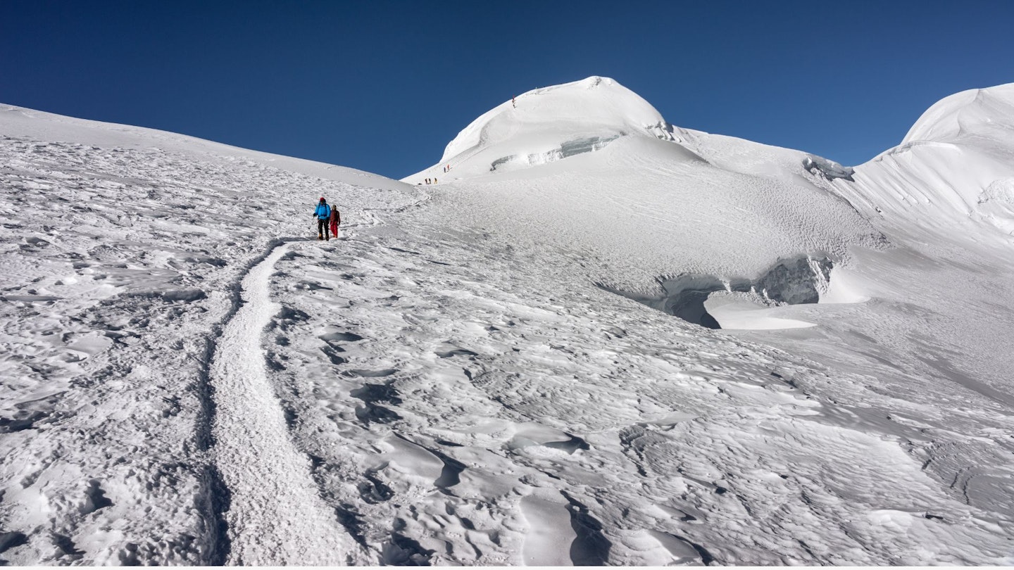 Climbers descending from Mera Peak