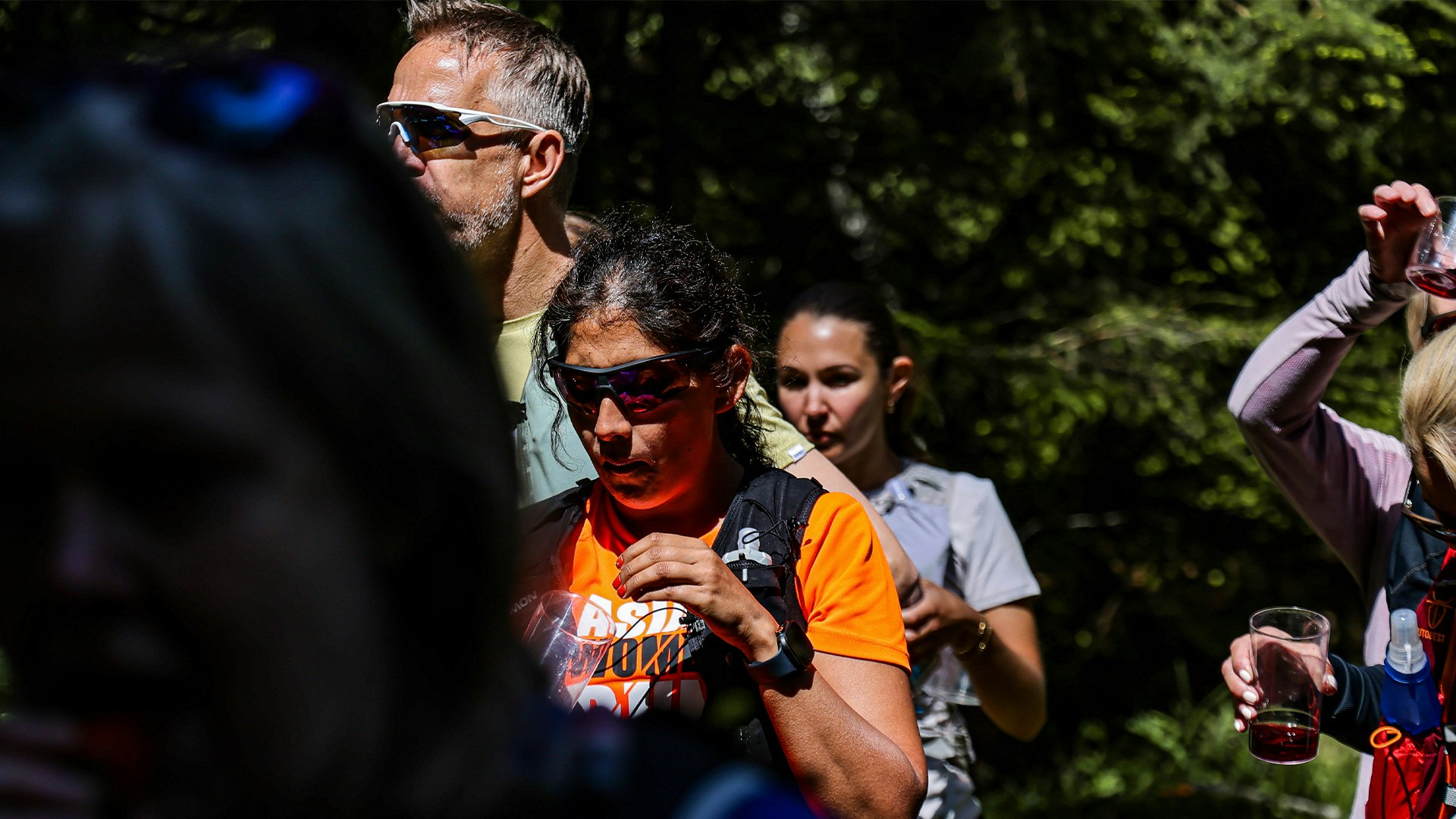 trail runners working hard