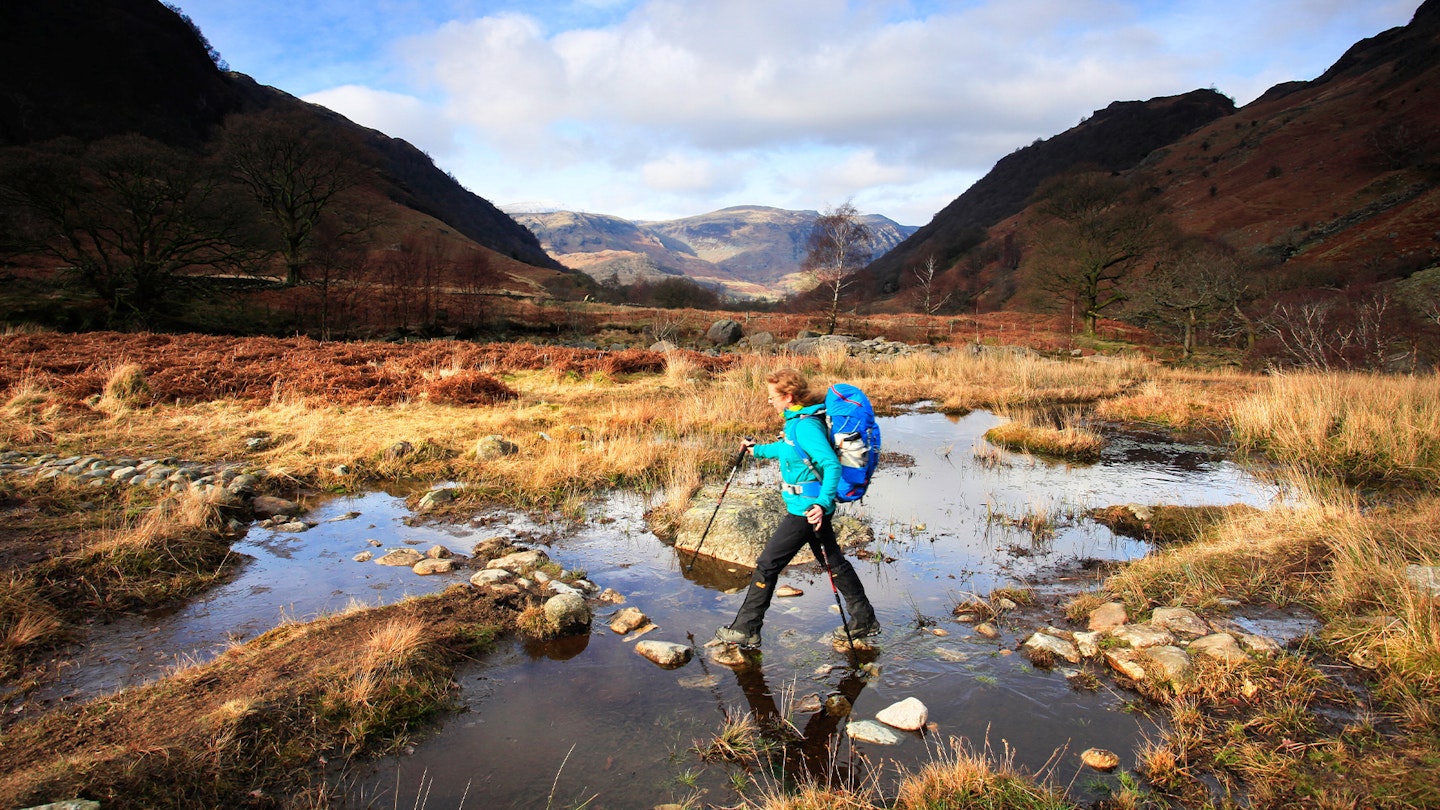 Borrowdale to Langstrath near Eagle Crag Lake District Mountain Passes Winter