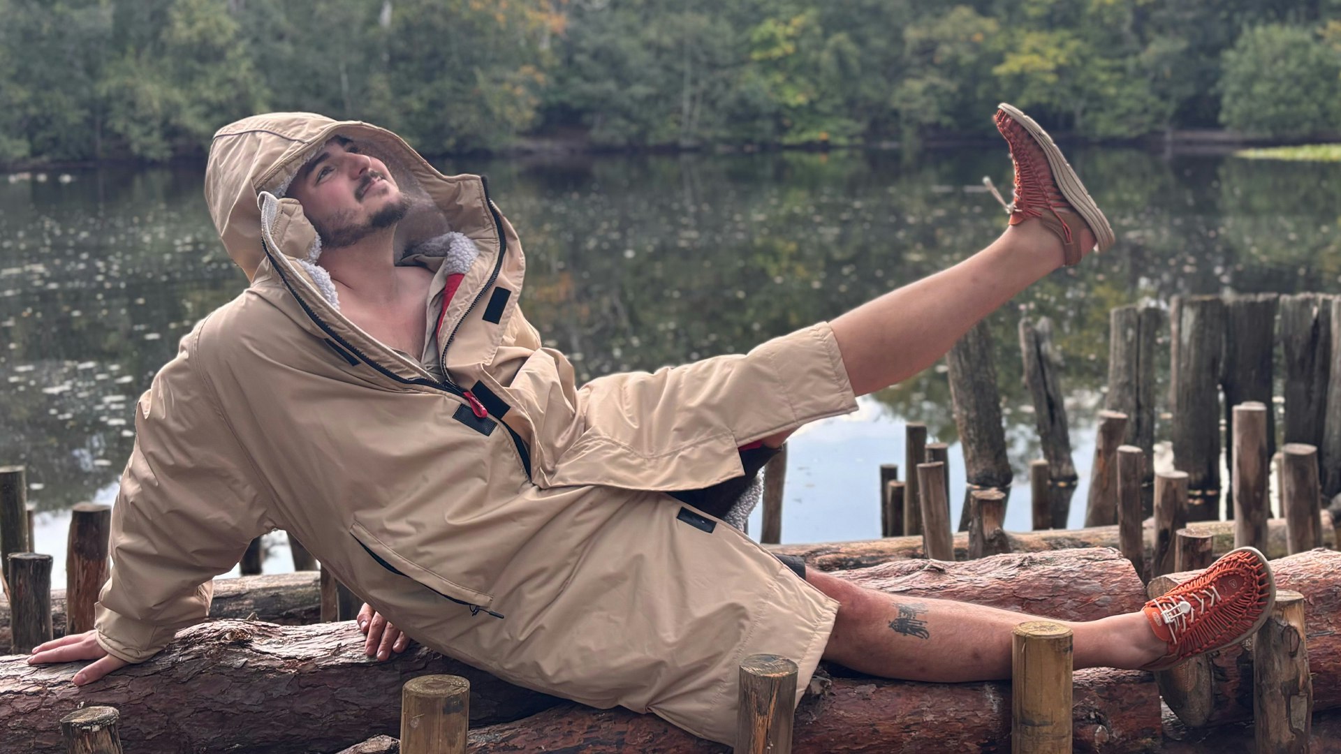 Milo showing off his shoes in the d robe beaufort