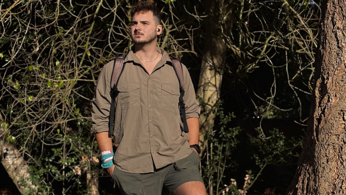 Milo walking in the Craghoppers Mens Kiwi Long Sleeved Shirt