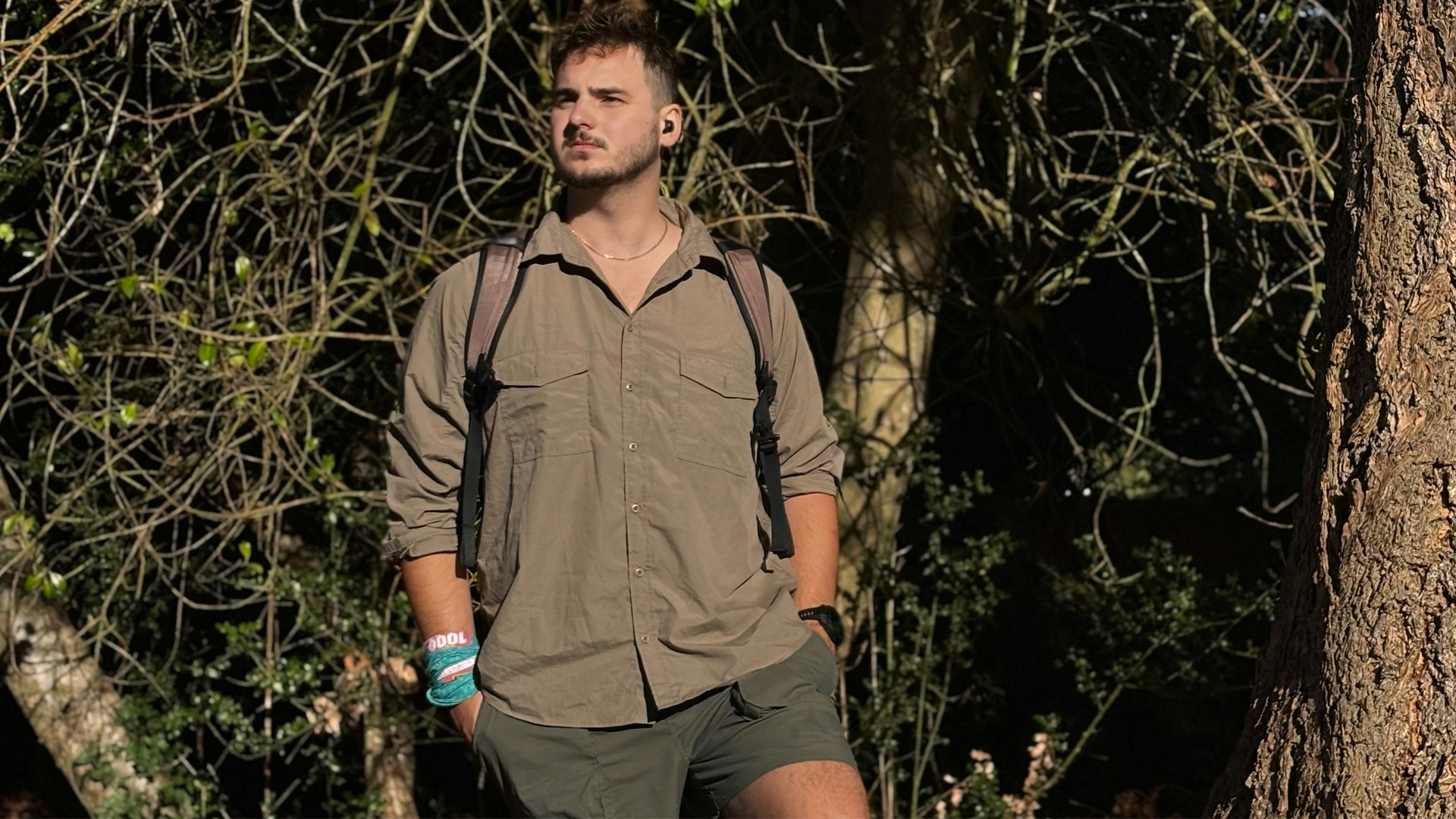 Milo walking in the Craghoppers Mens Kiwi Long Sleeved Shirt