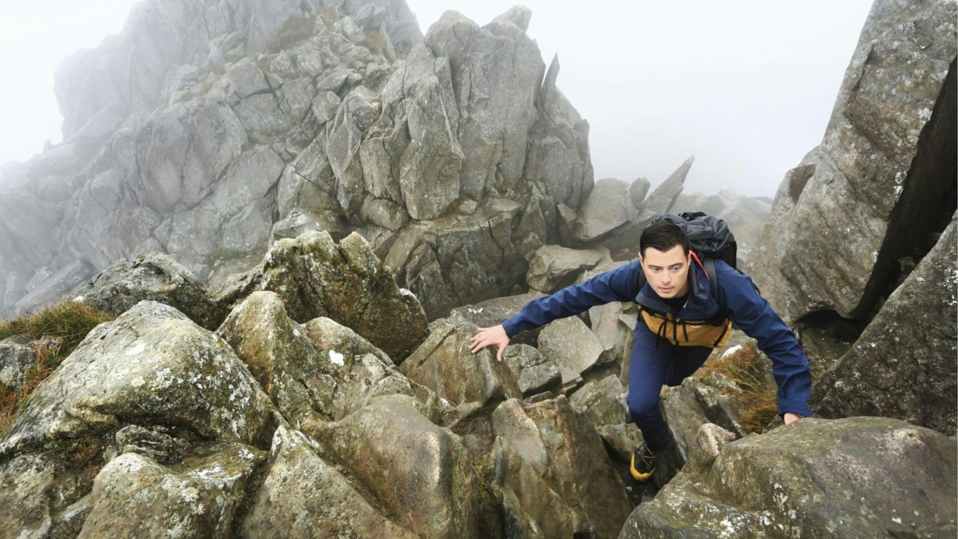 Scrambling Tryfan north ridge, Snowdonia