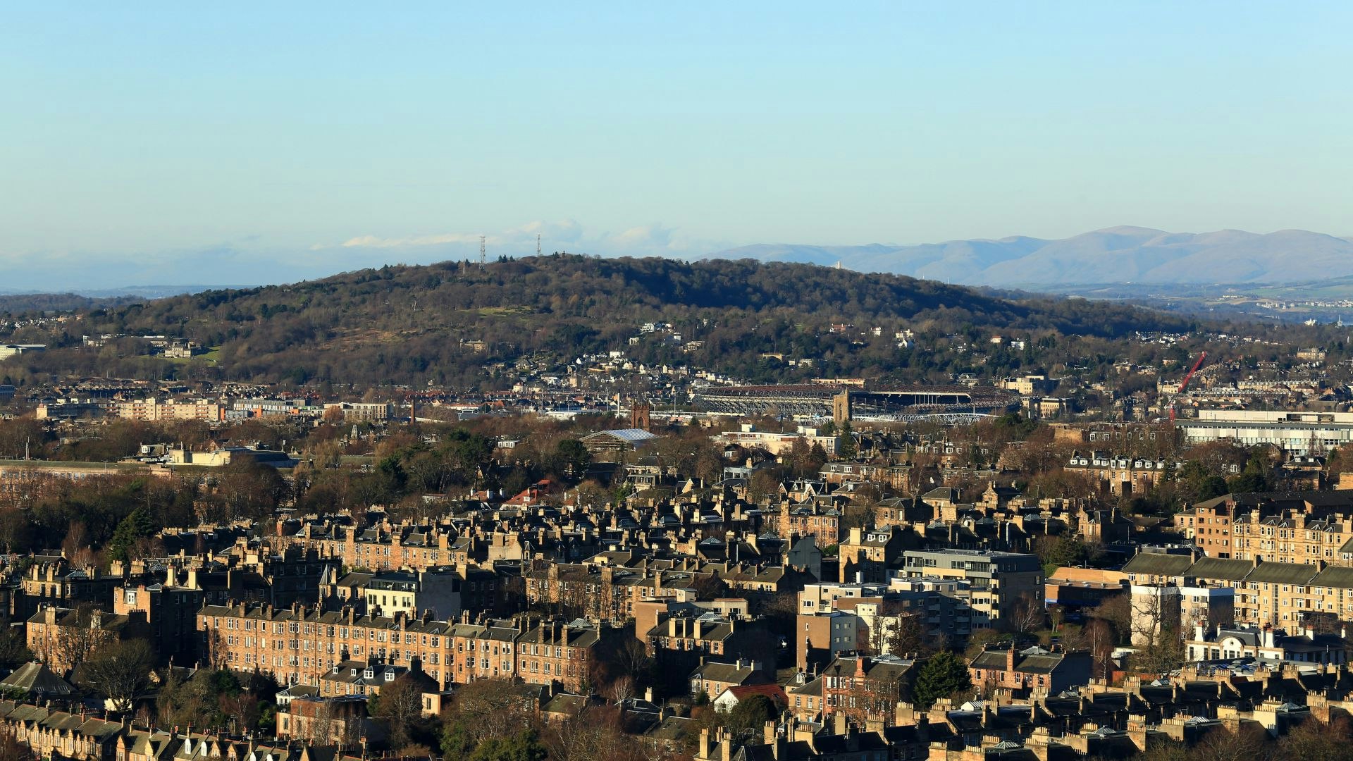Views north to the Scottish Highlands over Edinburgh