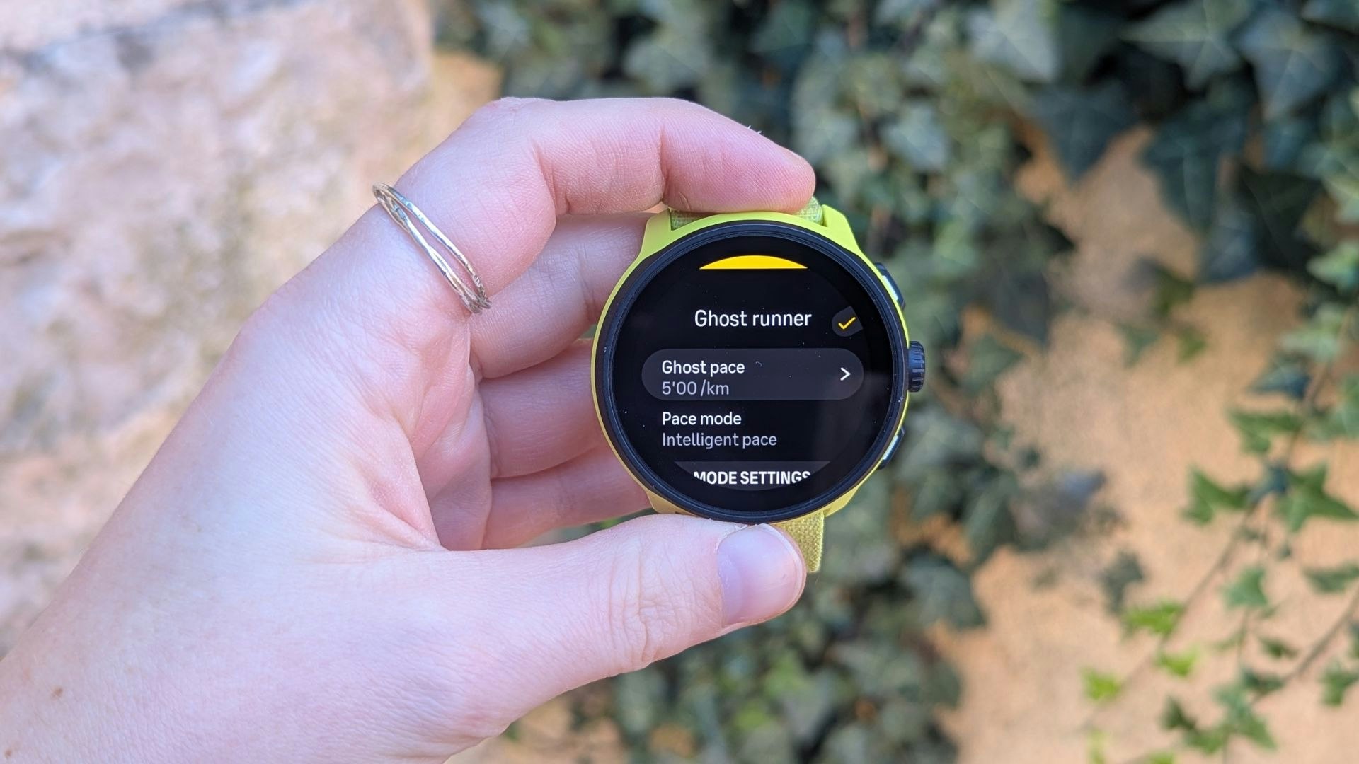 Ghost runner mode shown on the Suunto Run watch