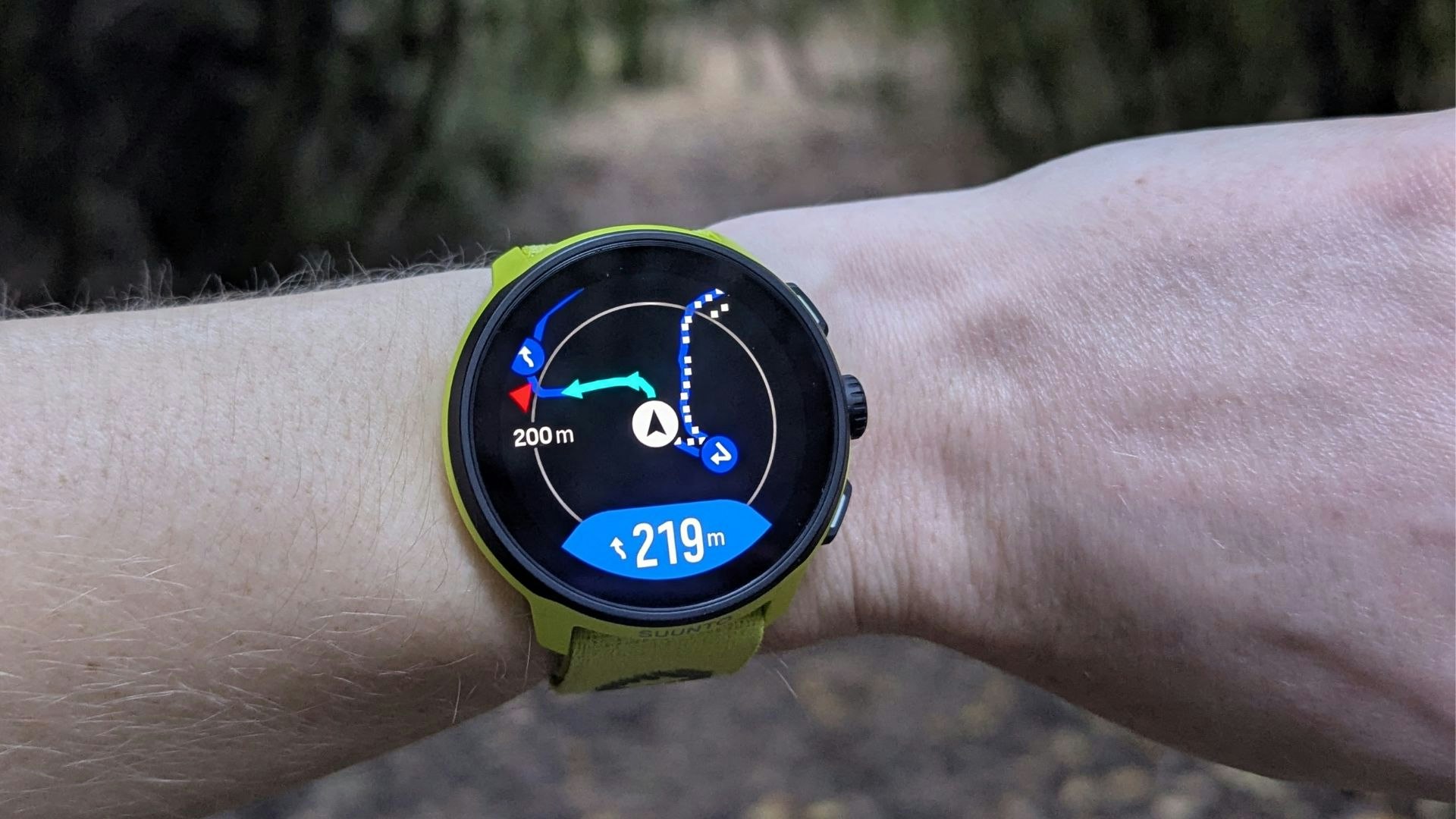 The navigation screen on the Suunto Run watch