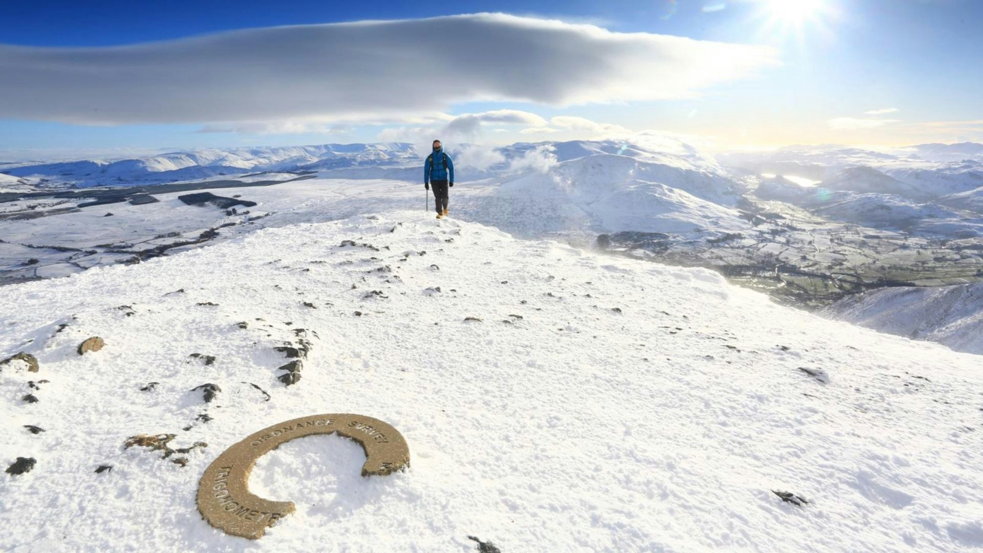 Approaching the summit of Blencathra in winter conditions