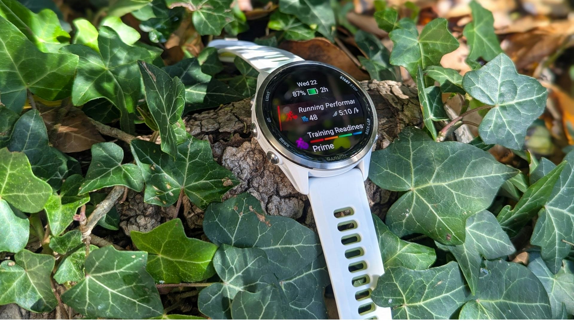 Garmin Forerunner 970 with battery percentage indicator on screen