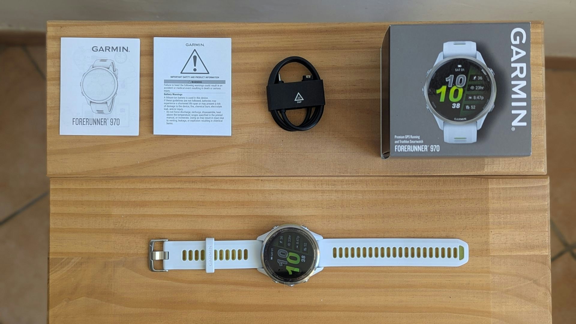 Everything you get in the Garmin Forerunner 970 box