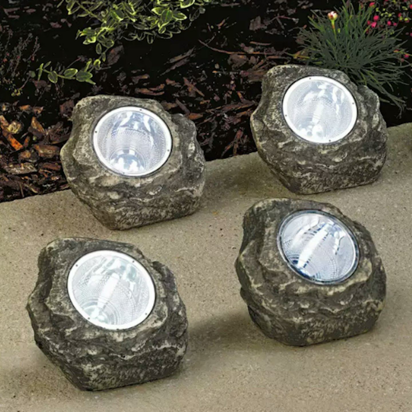 Garden by Sainsbury's Set of 4 LED Solar Rock Lights