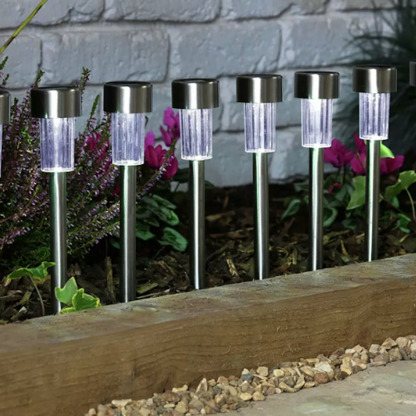 Garden by Sainsbury's Stainless Steel Solar Marker Lights