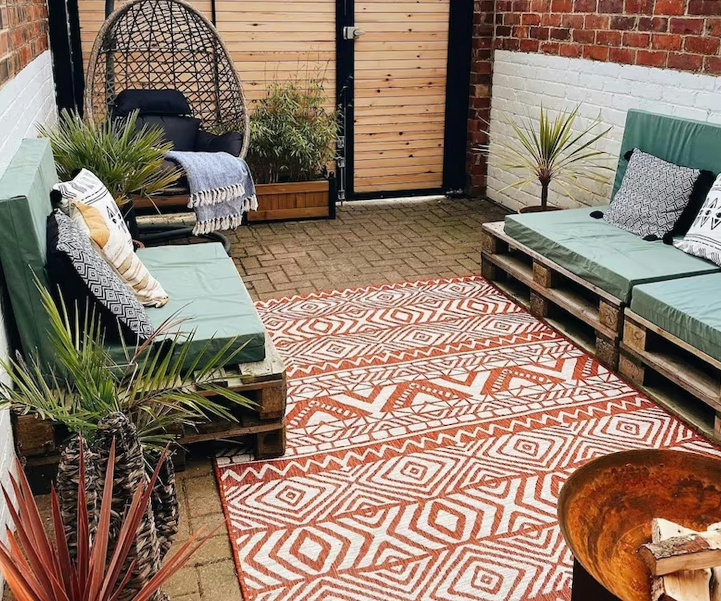 Orange Geometric Garden Patio Area