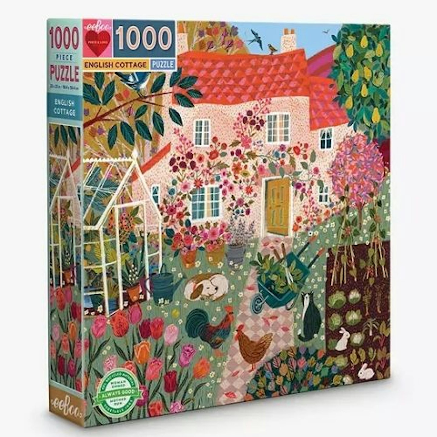 eeBoo English Cottage Jigsaw Puzzle, 1000 Pieces