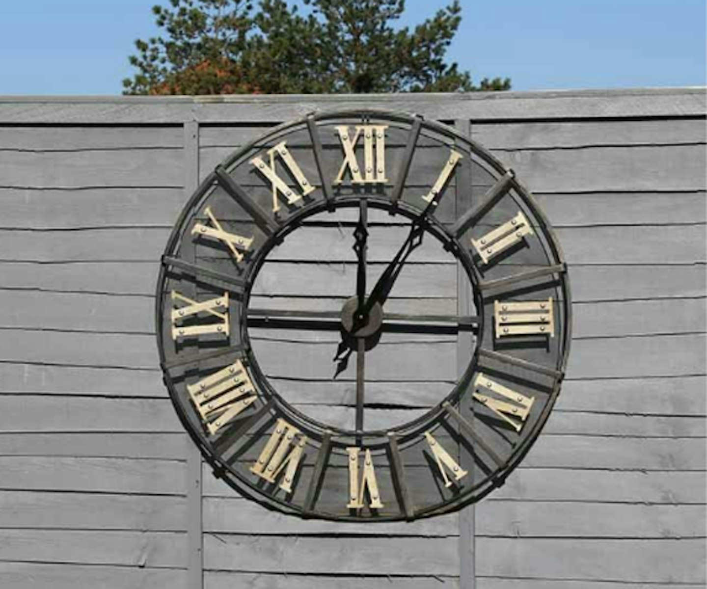 Charles Bentley Large Wrought Iron Wall Clock Black and Gold