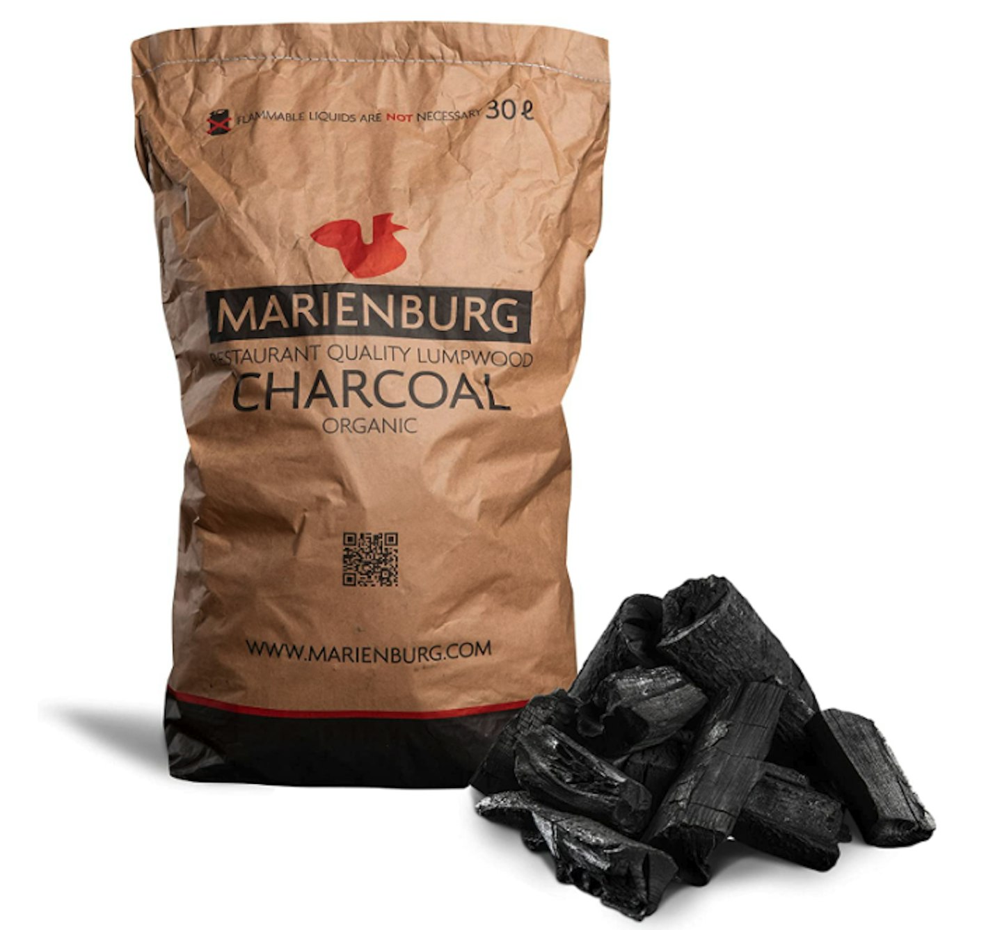 Marienburg Organic Restaurant Grade Lumpwood BBQ Charcoal for Barbecues and Pizza Ovens