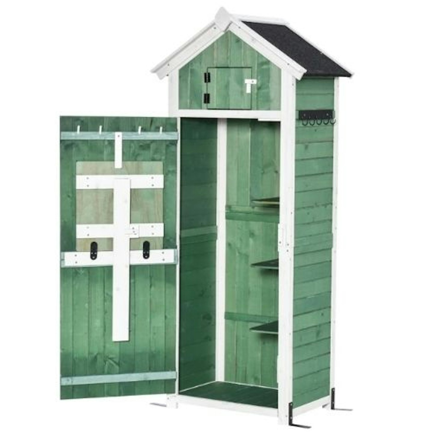 Outsunny Garden Wood Storage Shed with Workstation
