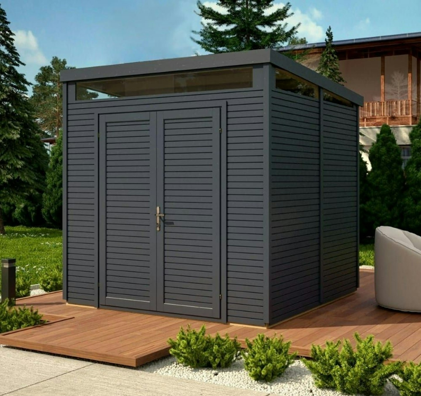 Pent Security Shed Painted
