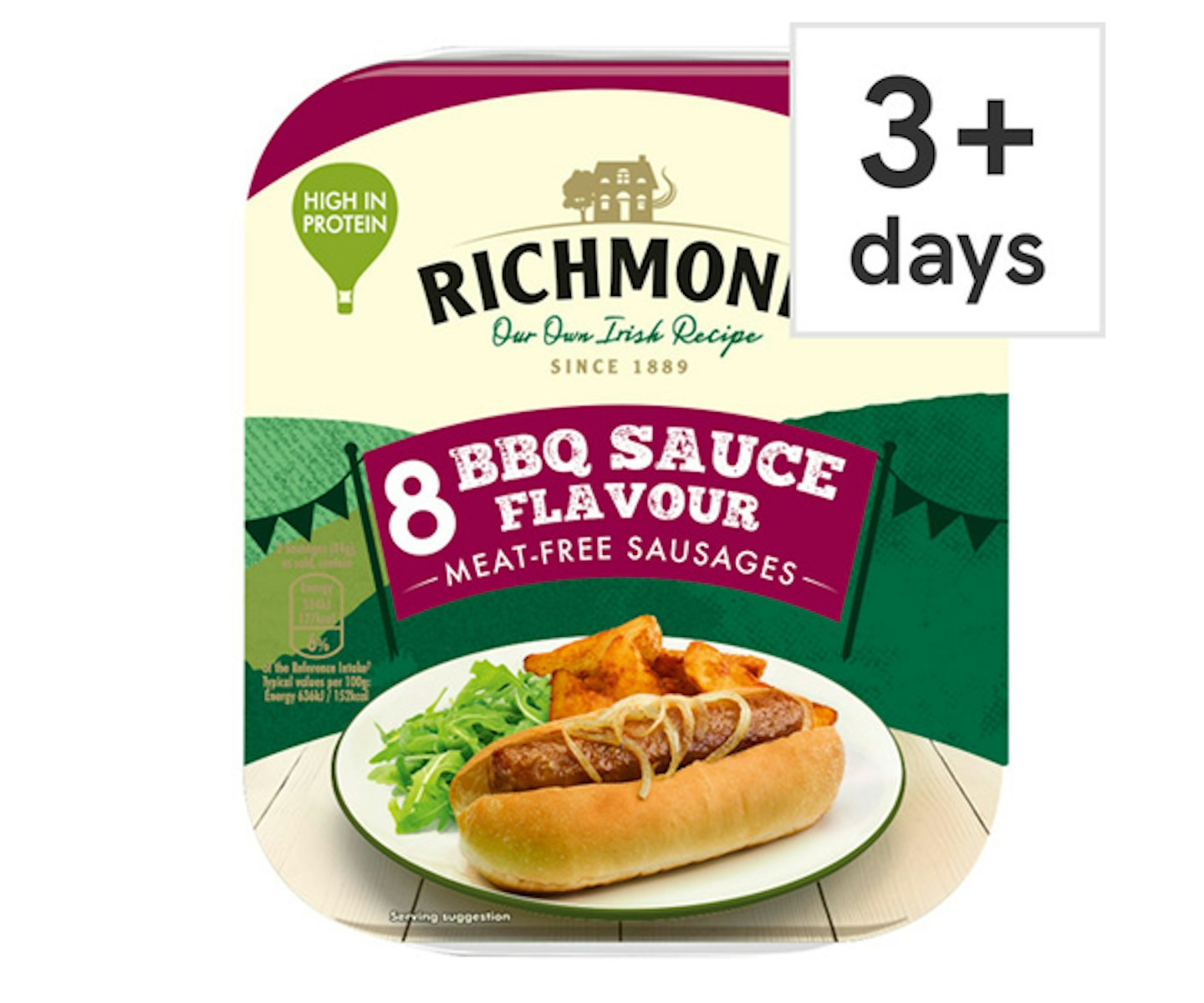 Richmond 8 Bbq Sauce Meat Free Vegan Sausages 336G