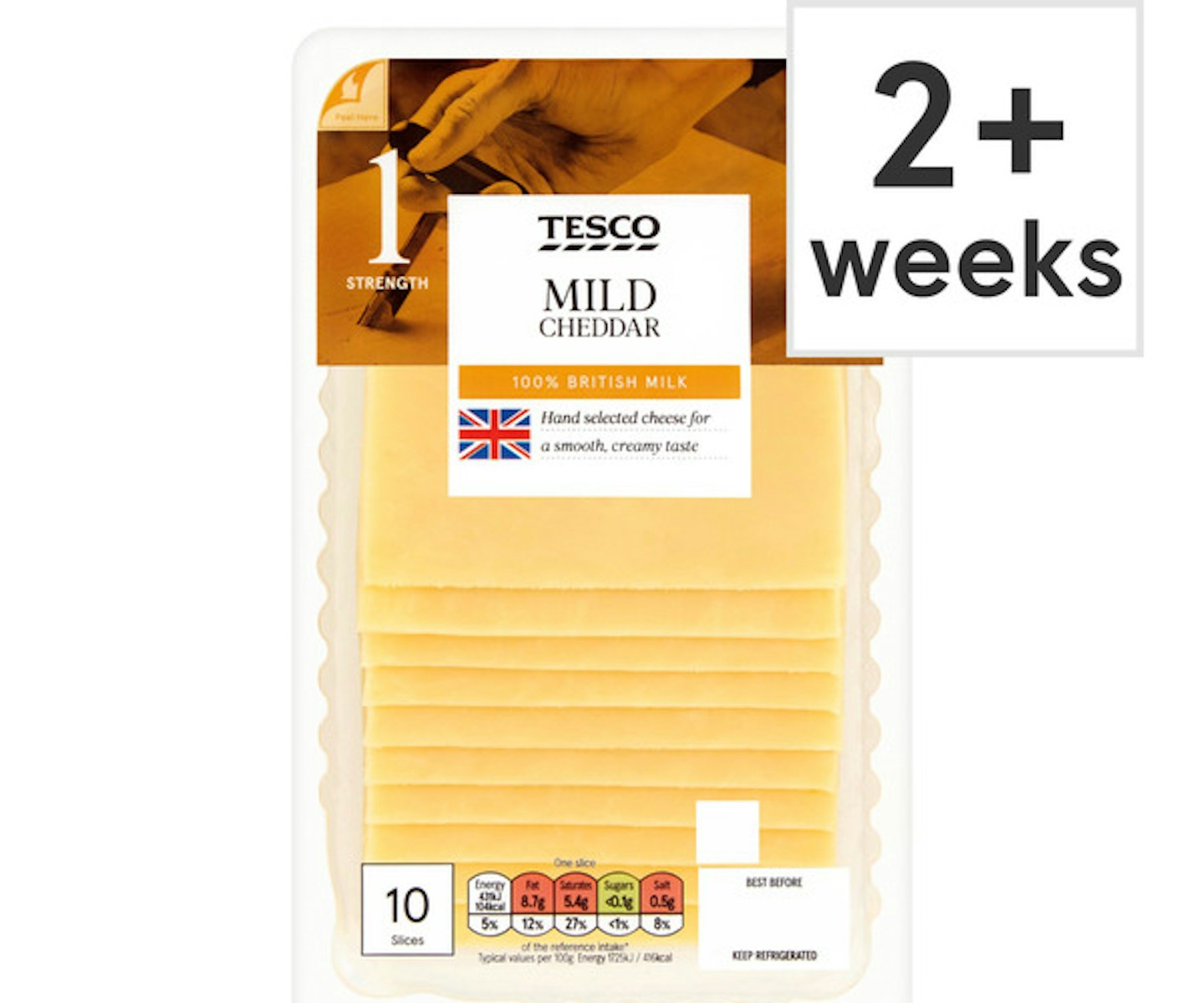 Tesco Mild 10 Cheddar Slices 250G