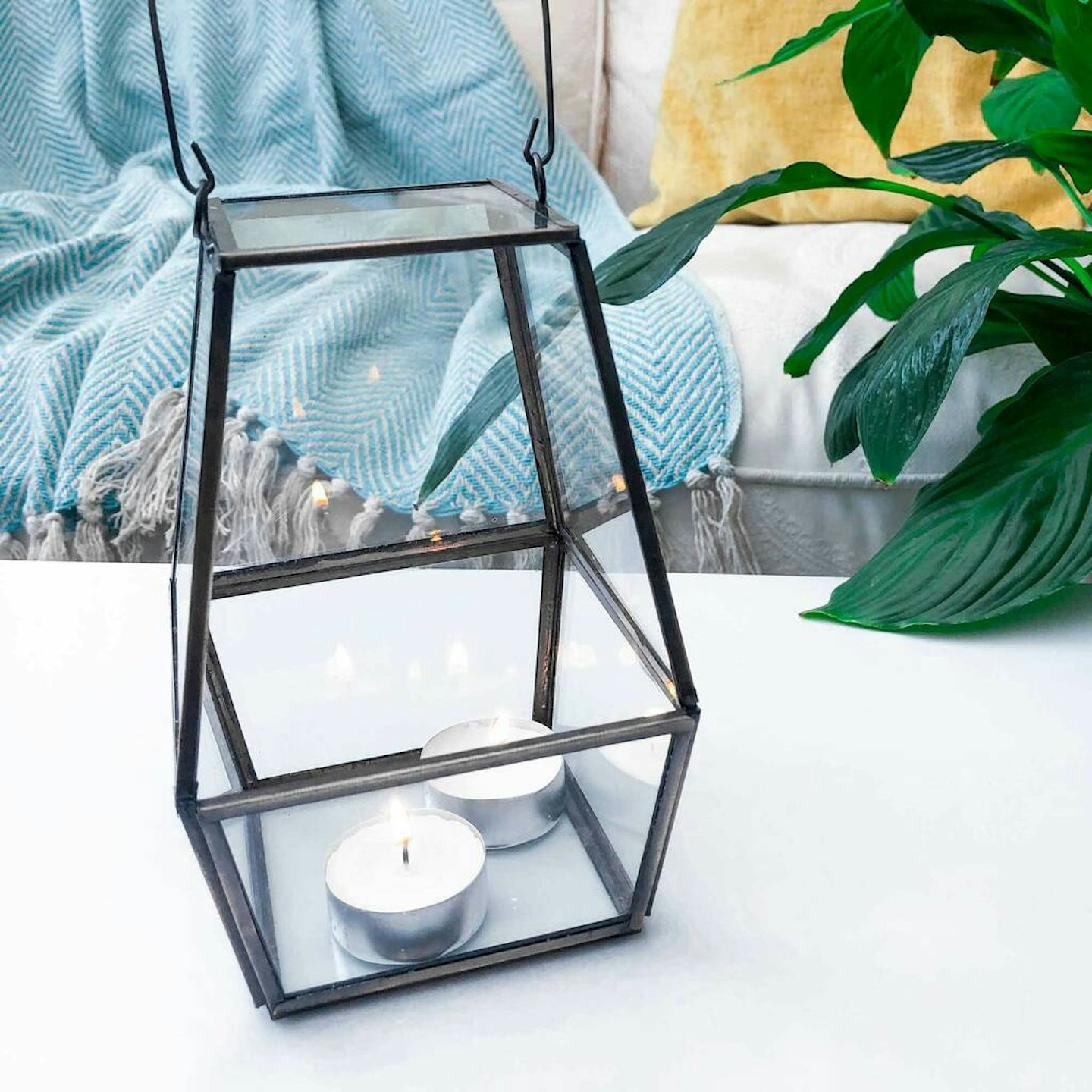 Hanging Lantern Recycled Glass Empty Terrarium