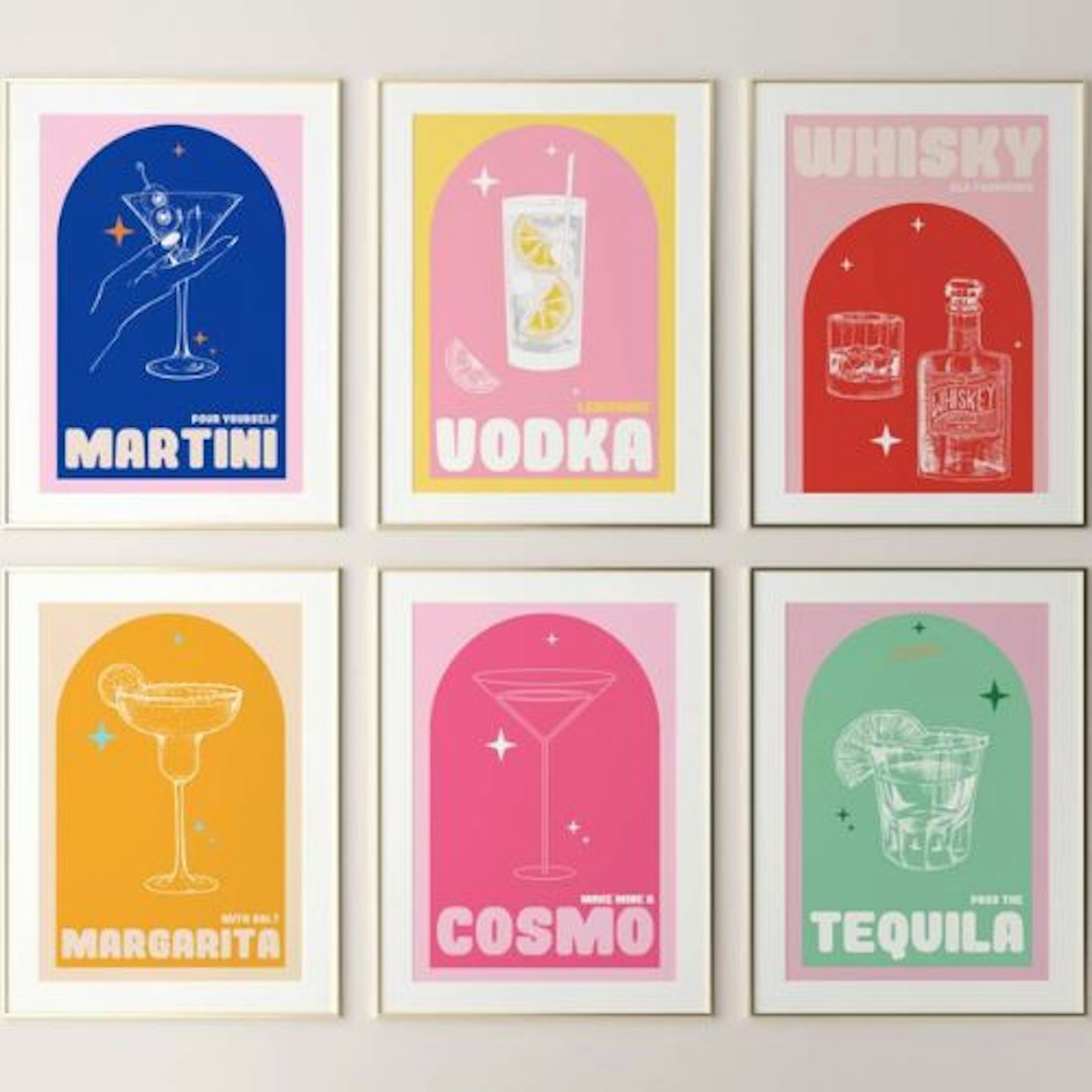 Set Of Six Cocktail Gallery Wall Print Pack