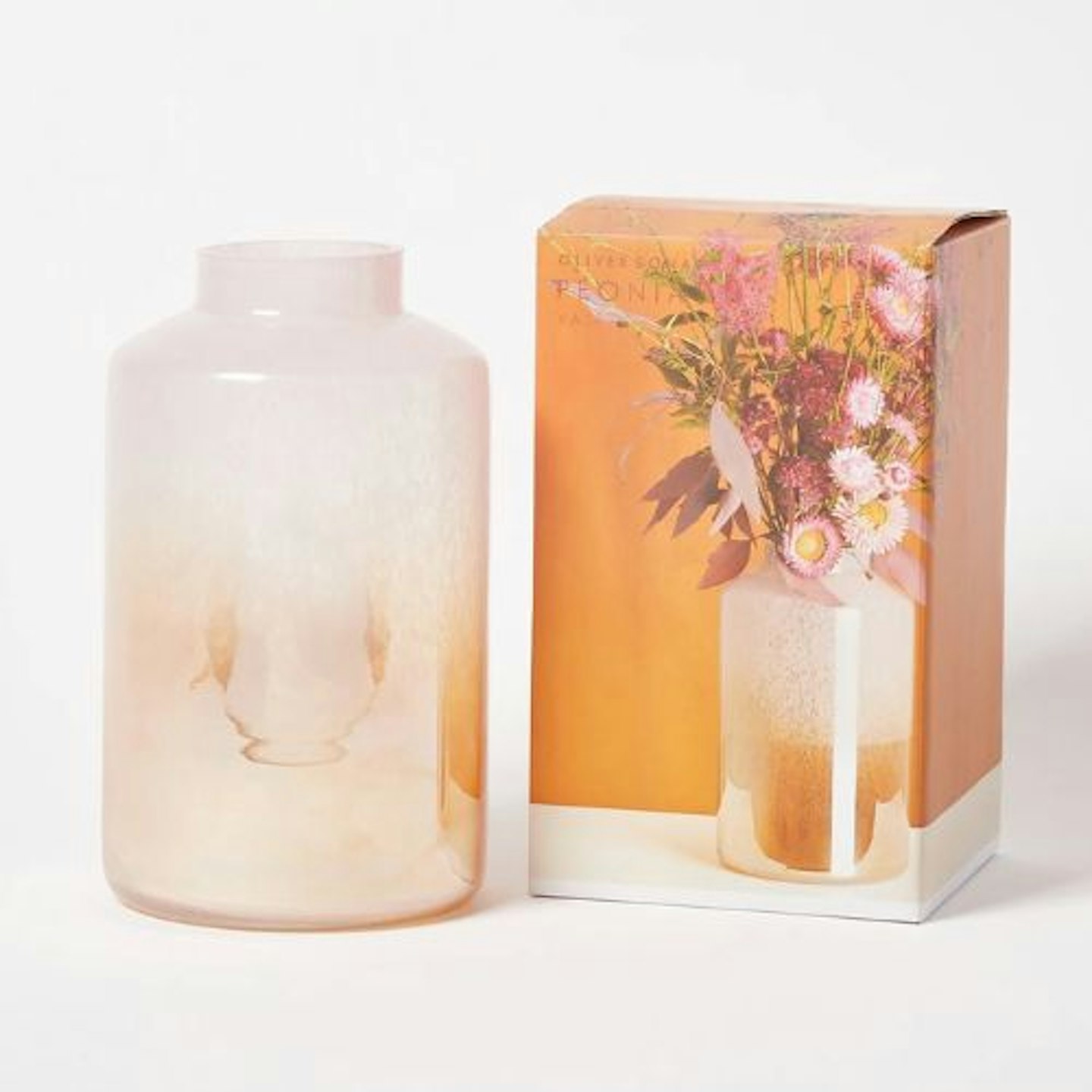 Peonia Lustre Pink & Orange Glass Vase