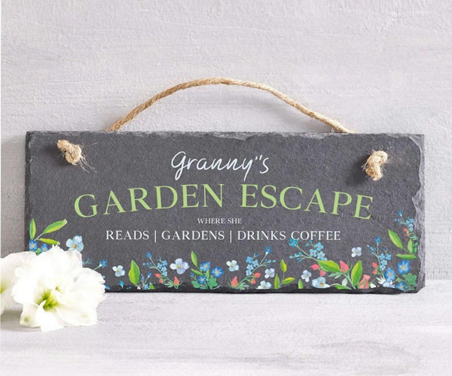 Personalised Slate Floral Hanging Sign