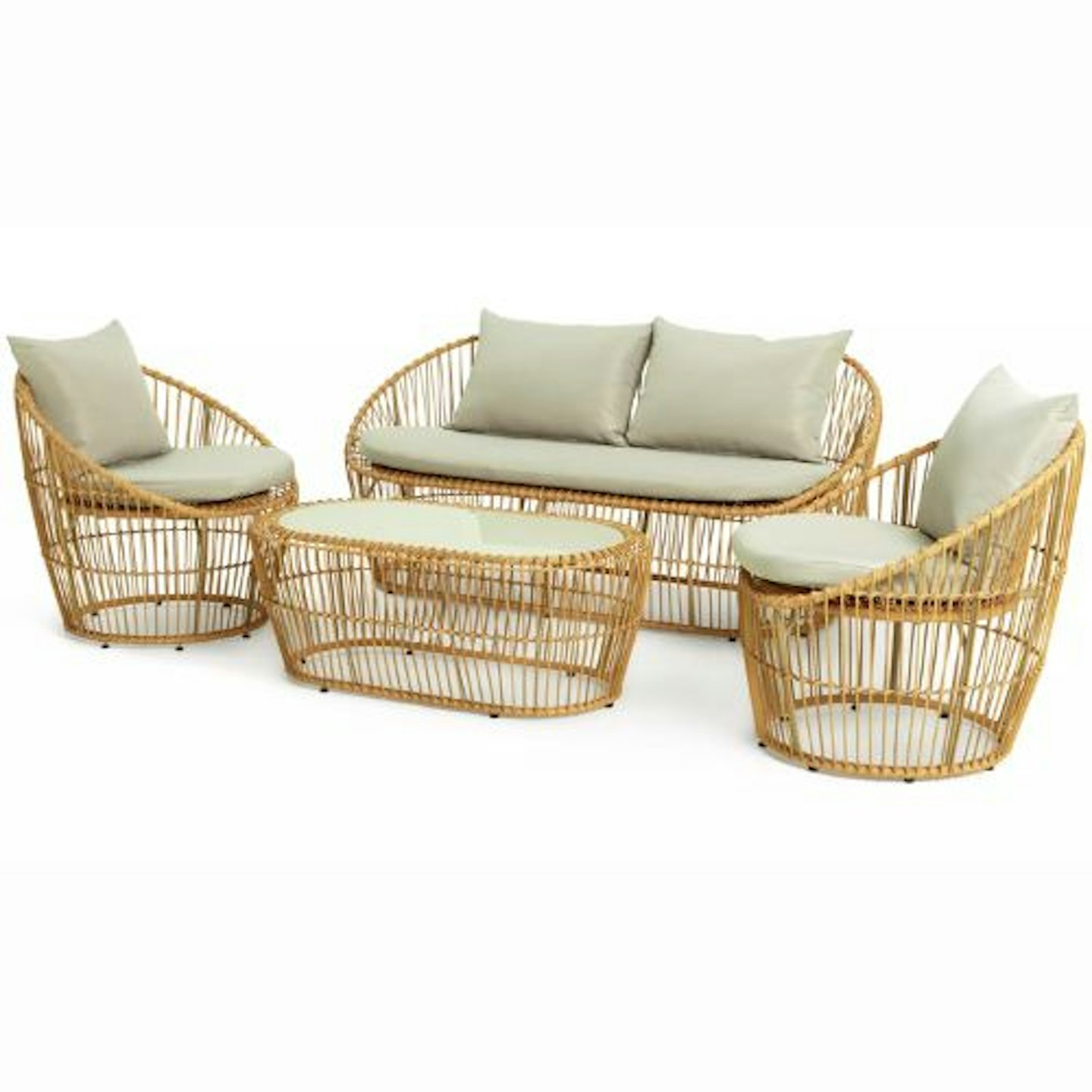 Argos Home Lexy 4 Seater Rattan Garden Sofa Set - Natural