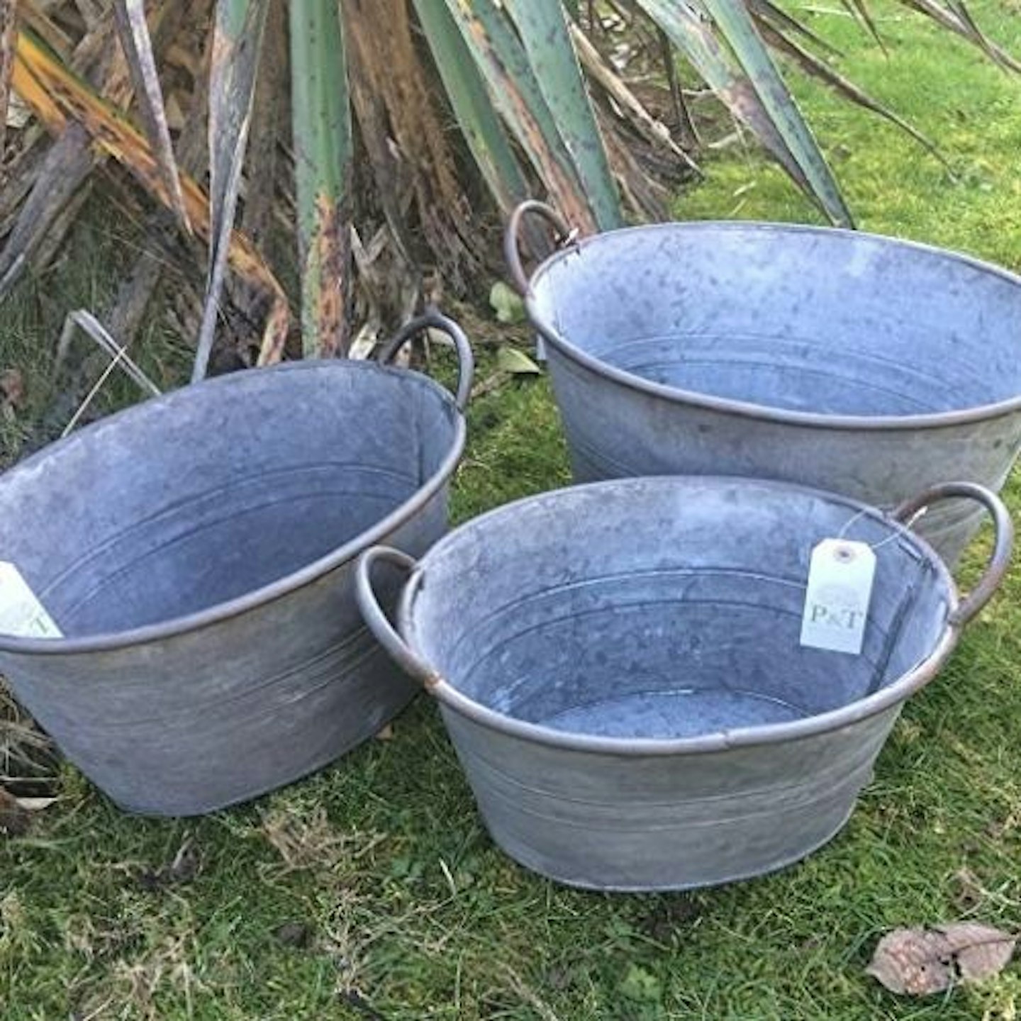 Galvanized Planter Tubs (Set of 3)