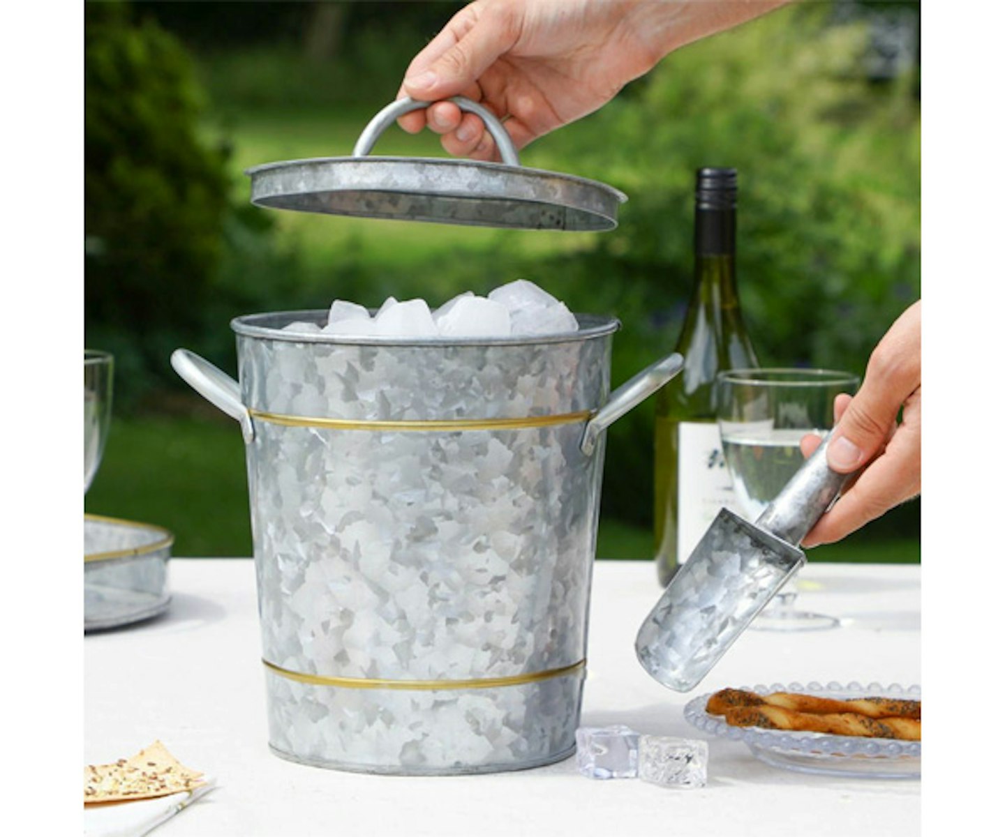 Gold Band Ice Bucket and Scoop