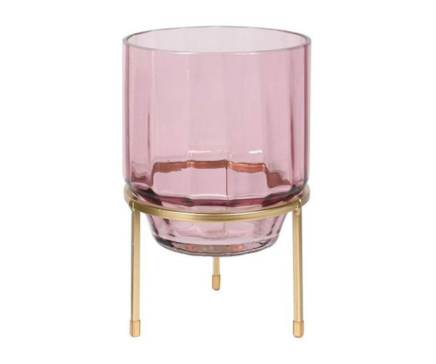 Pink Glass Hurricane On Stand