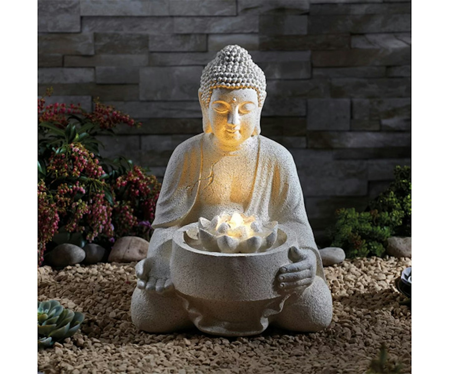 Steverson Resin Buddha Water Feature with LED Light