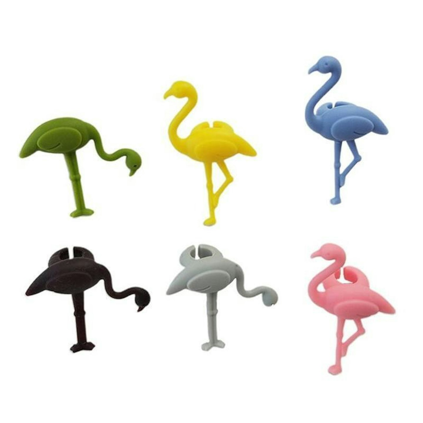 Wine Glass Markers Set of 6 Flamingo Silicone Drink Glass Charms