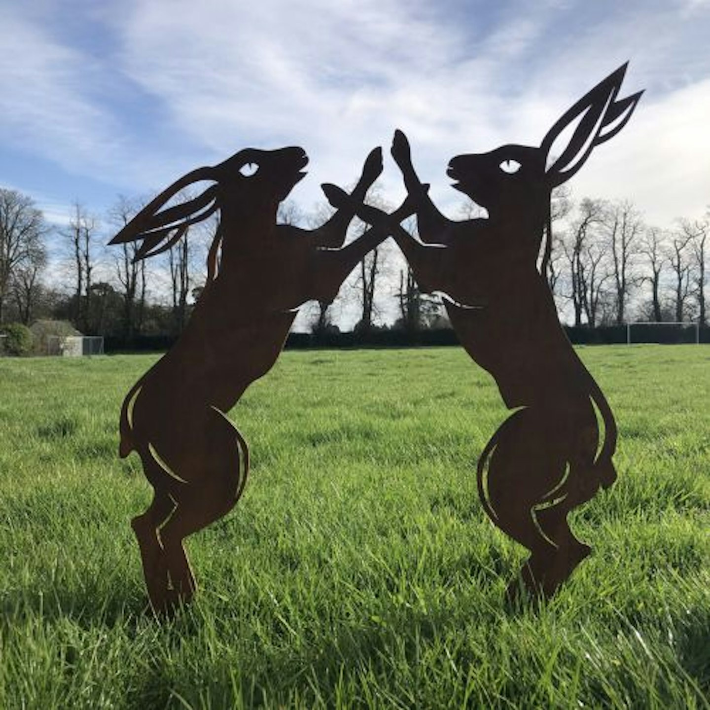 Boxing Hares Garden Decoration