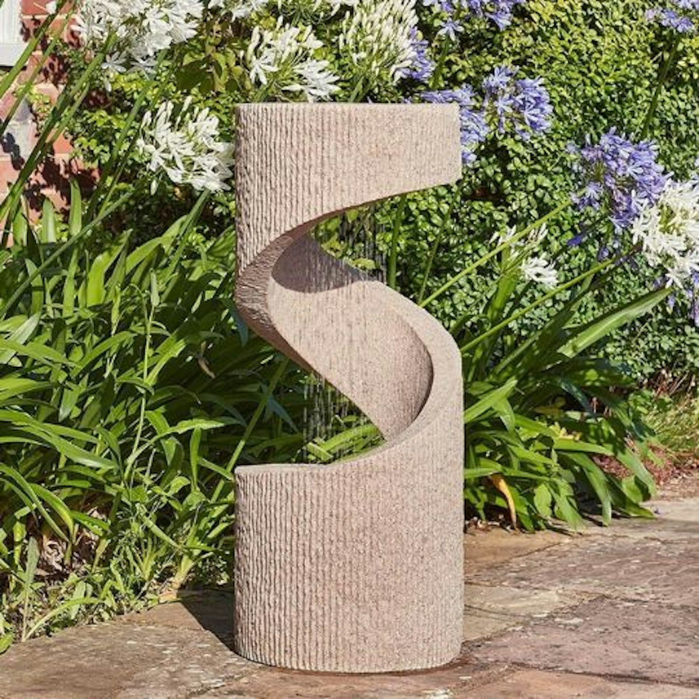 Outdoor spiral water feature sandstone