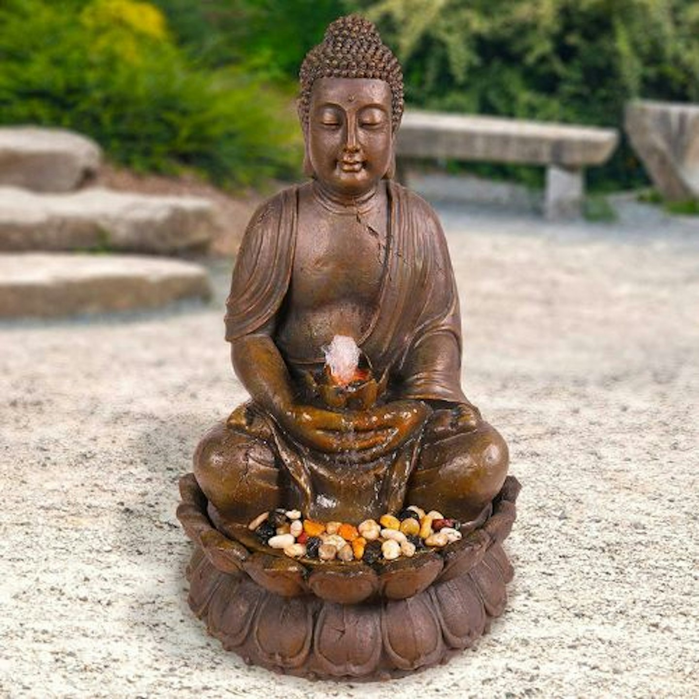 Alpine Meditating Buddha Water Fountain
