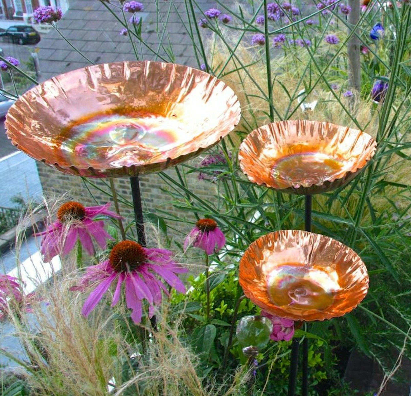 Copper Chalice Garden Bird Bath Sculpture