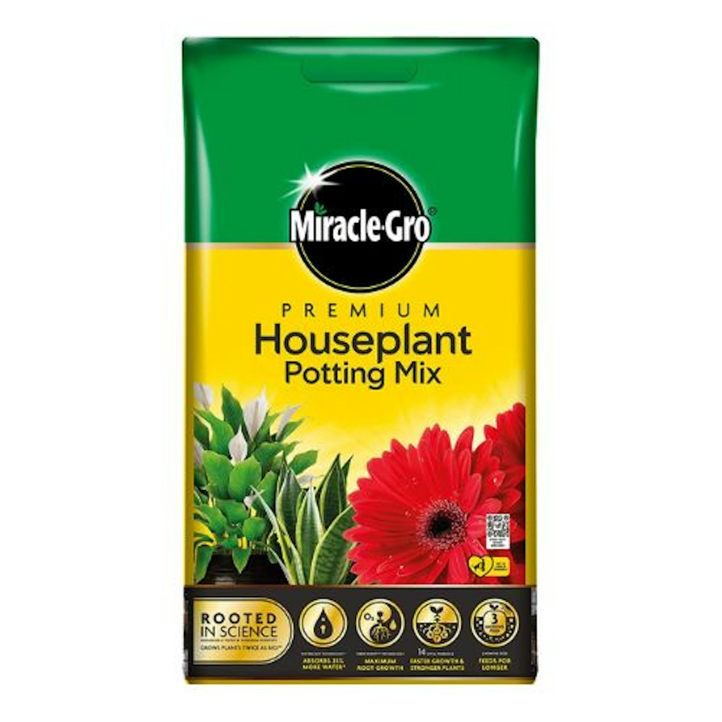 Miracle-Gro Premium Houseplant Potting Mix compost - 10 Litre Bag, (New 2020 Range), Yellow