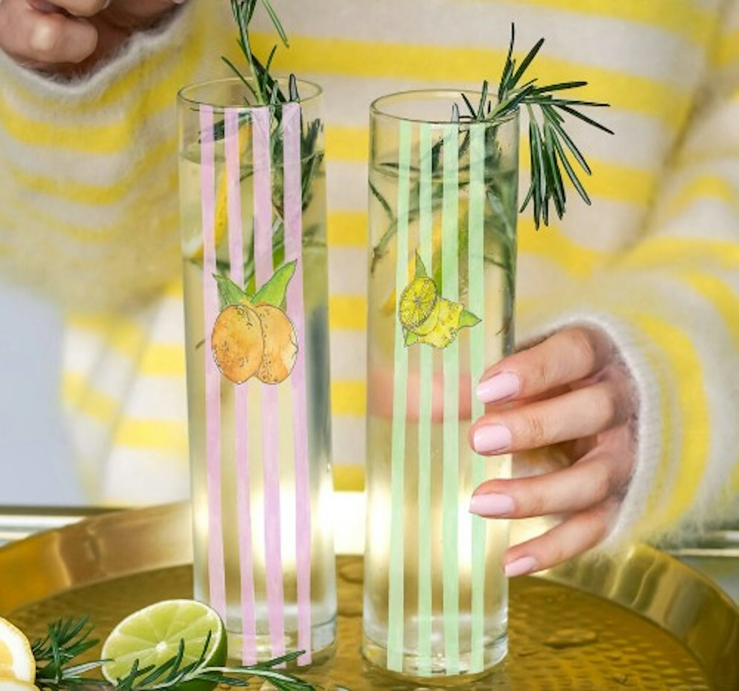 Tropical Summer High Ball Glasses