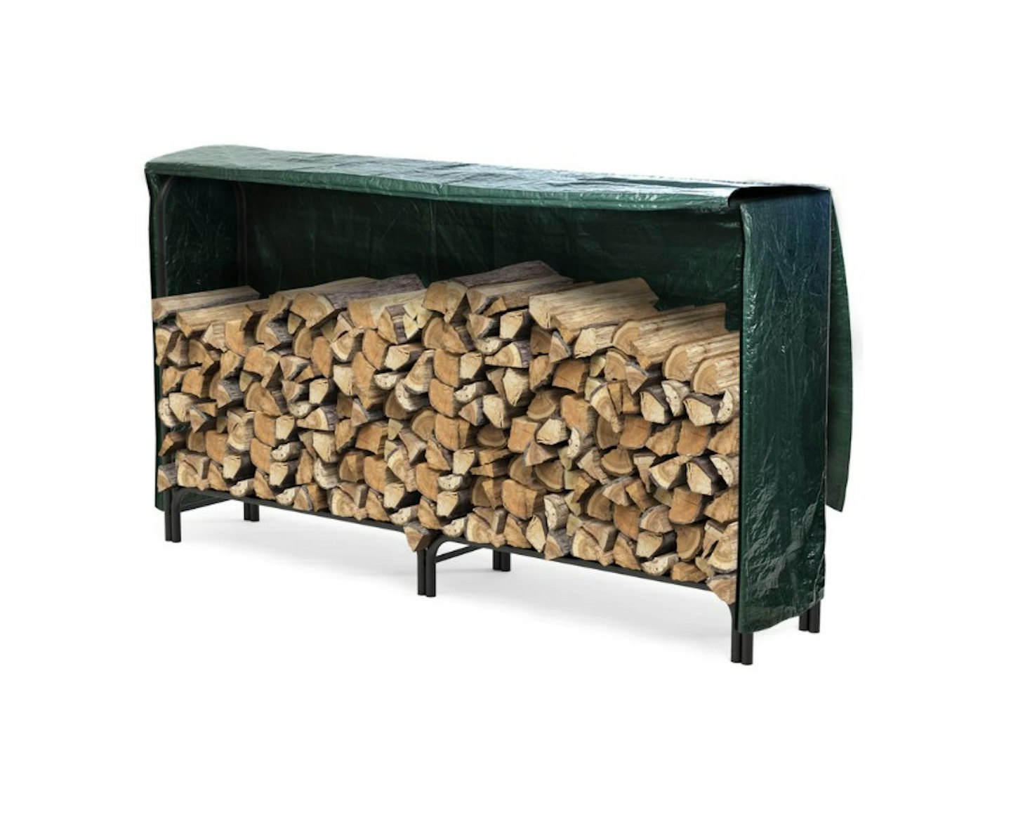 VOUNOT Firewood Log Rack with Cover, Metal Log Store Outdoor